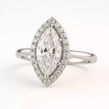 Marquise Cut 2.50ct EF VS1 Certified CVD Lab Diamond Halo Ring in 18K White Gold – Elegant Engagement Ring