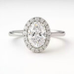 Oval Cut 1.50ct EF VS1 Certified CVD Lab Diamond Halo Ring in 18K White Gold – Classic Engagement Ring