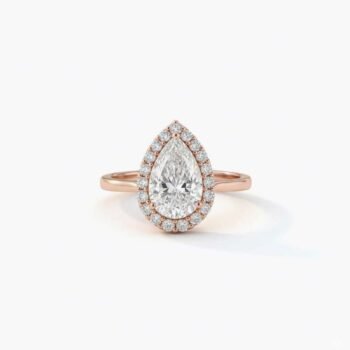 Pear Cut 2.50ct EF VS1 Certified CVD Lab Diamond Halo Ring in 18K White Gold – Vintage Style Engagement Ring  IGI Certified