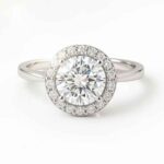 Round Cut 1.50ct EF VS1 Certified CVD Lab Diamond Halo Ring in 18K White Gold – Classic Engagement Ring