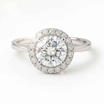 Round Cut 1.50ct EF VS1 Certified CVD Lab Diamond Halo Ring in 18K White Gold – Classic Engagement Ring