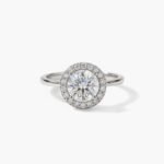 Round Cut 1.50ct EF VS1 Certified CVD Lab Diamond Halo Ring in 18K White Gold – Classic Engagement Ring  IGI Certified