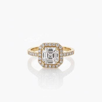 Asscher Cut 1.50ct EF VS1 Certified CVD Lab Diamond Halo Ring in 18K White Gold – Classic Halo Engagement Ring  IGI Certified