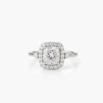 Cushion Cut 2.50ct EF VS1 Certified CVD Lab Diamond Halo Ring with Side Accents in 18K White Gold – Vintage Style Engagement Ring  IGI Certified