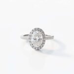 Oval Cut 2.50ct EF VS1 Lab-Grown Diamond Halo Ring in 18K White Gold – Classic Plain Shank Engagement Ring  IGI Certified