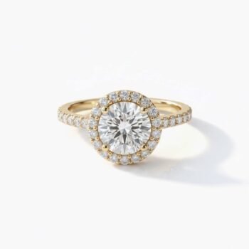 Round Cut 1.50ct EF VS1 Lab-Grown Diamond Halo Ring in 18K White Gold – Micro-Prong Band  IGI Certified