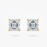 3.00ctw Asscher Cut IGI Certified Lab Grown Diamond Stud Earrings in 18K Silver