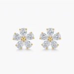 2.00ctw Pear Cut Lab Grown Diamond Flower Stud Earrings in 18k Rose Silver – IGI Certified
