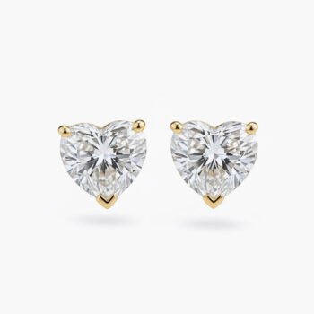 3.00ctw Heart Cut Lab Grown Diamond Stud Earrings in 18K Silver – Certified CVD IGI Certified