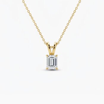 1ct Emerald Cut Lab Grown Diamond Pendant Necklace in 18K Silver – CVD Certified Solitaire Jewelry for Women IGI Certified