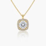 1.70ct Cushion Cut Lab Grown Diamond Halo Pendant Necklace in 925 Silver – CVD Certified Jewelry for Women IGI Certified