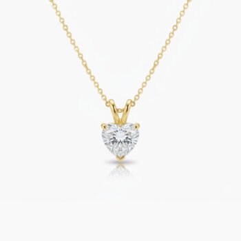 1ct Heart Cut Lab Grown Diamond Pendant Necklace in 18K Silver – CVD Certified Necklace for Women IGI Certified