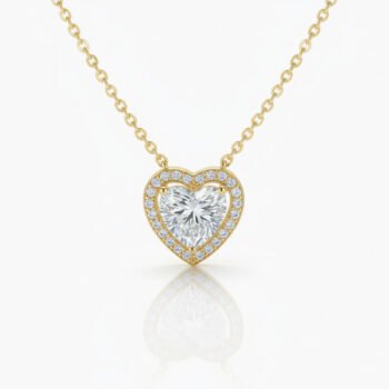 1.70ctw Heart Halo IGI Certified Lab Diamond Pendant Necklace in 18K Silver