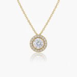 1.70ctw Round Halo IGI Lab Grown Diamond Pendant Necklace in 925 Silver
