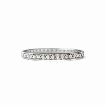 0.20ctw Vintage Milgrain Lab Grown Diamond Band Ring in 10K White Gold – Delicate Stacking Wedding Ring for Women IGI Certified