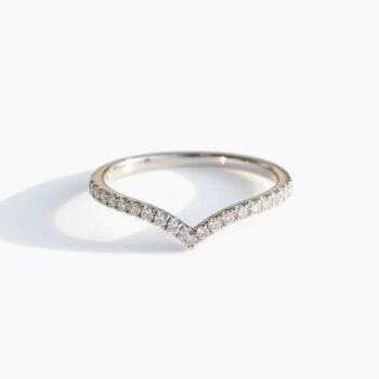 0.20ctw Lab Grown Diamonds Chevron Band Ring in 18K Silver – V-Shaped Contour Ring for Women