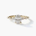 1.85 CTW Oval Cut CVD Diamond Engagement Ring in 10K Gold | Marquise Side Stones | IGI Certified