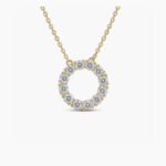 3ctw Round Cut Lab Grown Diamond Circle Pendant Necklace For Women 18K Silver