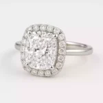 Cushion Cut 2.50ct EF VS1 Certified CVD Lab Diamond Halo Ring in 18K White Gold – Elegant Engagement Ring