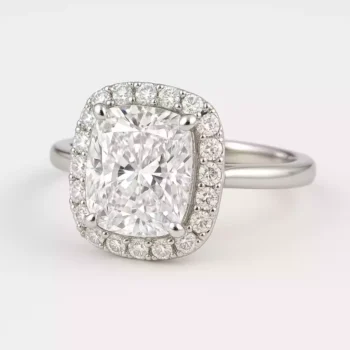 Cushion Cut 2.50ct EF VS1 Certified CVD Lab Diamond Halo Ring in 18K White Gold – Elegant Engagement Ring