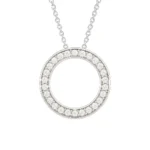 Round open circle pendant necklace with pave-set lab-grown diamonds