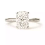 elongated cushion lab-grown diamond solitaire ring in white gold – front view with prong setting