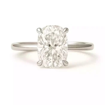 elongated cushion lab-grown diamond solitaire ring in white gold – front view with prong setting