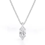 Marquise cut lab-grown diamond solitaire pendant necklace in white gold