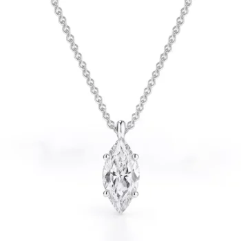 Marquise cut lab-grown diamond solitaire pendant necklace in white gold