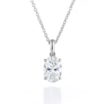Oval cut lab-grown diamond solitaire pendant necklace in white gold