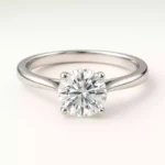 Round cut lab-grown diamond solitaire ring in white gold – classic front angle view