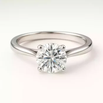Round cut lab-grown diamond solitaire ring in white gold – classic front angle view