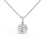 Round cut lab grown diamond solitaire pendant necklace in white gold