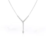 Y-drop lab diamond pendant necklace in 14K white gold with marquise-shaped drop