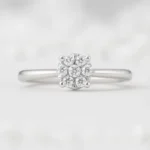 Front view of round cluster diamond ring in white gold with brilliant cut lab-grown diamonds