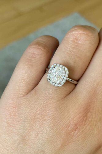Cushion Cut 2.50ct EF VS1 Certified CVD Lab Diamond Halo Ring in 18K White Gold – Elegant Engagement Ring photo review