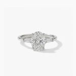 1.90 CTW Oval CVD Diamond Engagement Ring with Tapered Baguette Side Stones in 10K/14K/18K White Gold |