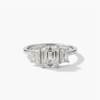 2.00 CTW Emerald Cut CVD Diamond Three-Stone Engagement Ring in 10K/14K/18K Gold |