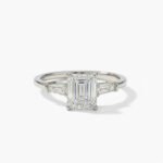 1.60 CTW Emerald Cut CVD Diamond Engagement Ring with Baguette Side Stones in 10K/14K/18K Gold |