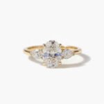 2.00 CTW Oval Cut CVD Diamond Engagement Ring with Pear Side Stones in 10K/14K/18K Gold |
