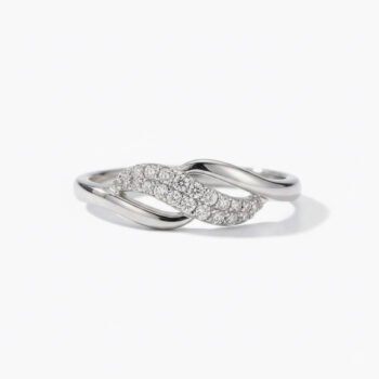 0.40 CTW Twisted CVD Diamond Band Ring in 10K/14K/18K White Gold | Elegant Women’s Crossover Style SGL Certified