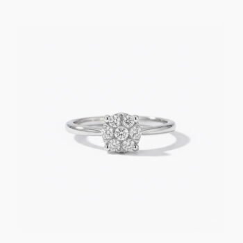 0.80 CTW Round Cluster CVD Diamond Ring in 10K/14K/18K White Gold for Women IGI Certified