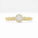 1.00 CTW Round Cut Halo CVD Diamond Ring with Designer Shank in 10K/14K/18K White Gold for Women