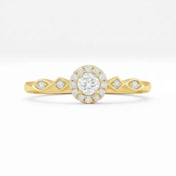 1.00 CTW Round Cut Halo CVD Diamond Ring with Designer Shank in 10K/14K/18K White Gold for Women