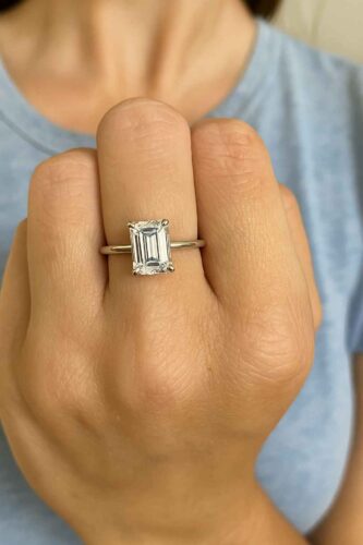 1.50 Carat Emerald Cut Lab Grown Diamond Ring in 18K White Gold | CVD Certified photo review
