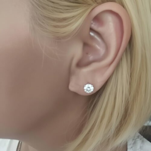 2.00ctw Round Cut Lab Grown Diamond Stud Earrings in 10K White Gold – Certified CVD photo review