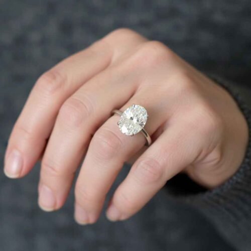 3 Carat Oval Lab Grown Diamond Engagement Ring in 10K/14K/18K Gold | IGI Certified Minimalist Prong Setting photo review