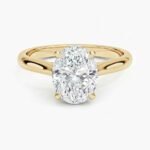 2.10 Carat Oval Hidden Halo Engagement Ring F/VS1 IGI Certified in 14K Yellow Gold