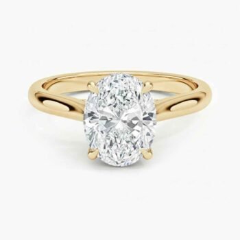 2.10 Carat Oval Hidden Halo Engagement Ring F/VS1 IGI Certified in 14K Yellow Gold