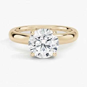 2.12 Carat Round Hidden Halo Engagement Ring F/VS1 IGI Certified in 14K Yellow Gold
